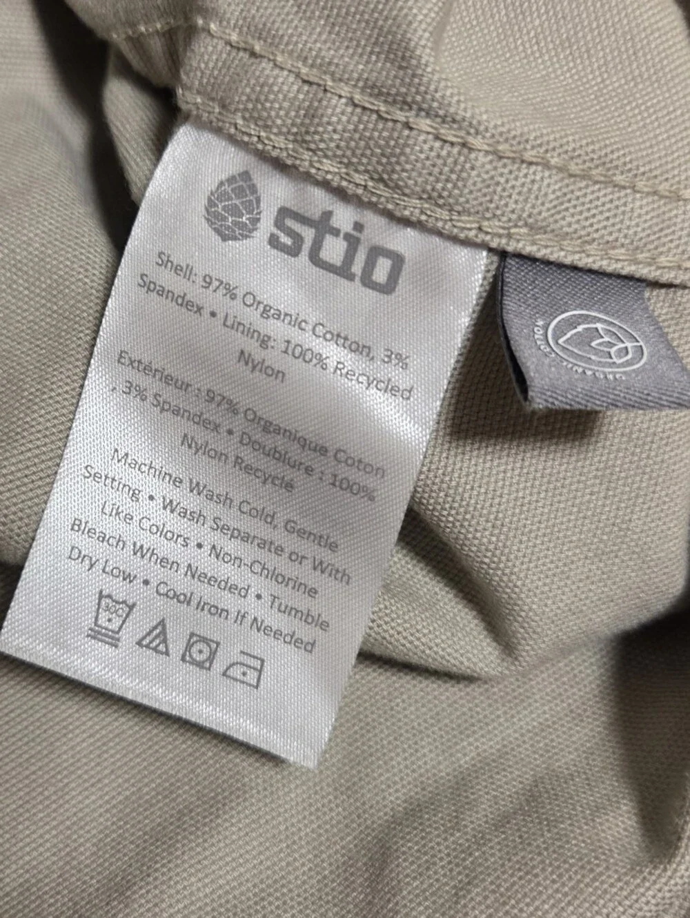 Stio Saratoga Canvas Snap Shirt Talus Tan Khaki Organic Cotton Men's Medium
